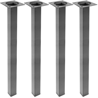 Gambe quadrato. Piedini da tavolo per mobili e scrivania in acciaio nero 75cm 4-pack - Primematik