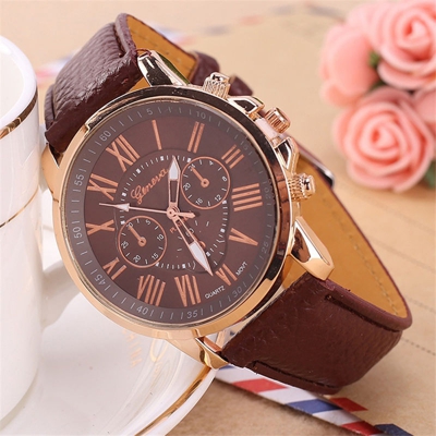 Casual di cuoio alla moda delle donne Orologi PU quarzo per signora signore Orologi da polso Elegance - ASUPERMALL