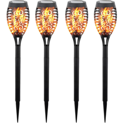 Spina solare a terra fiamma paesaggio luce 12 LED 4 pezzi - ASUPERMALL en oferta
