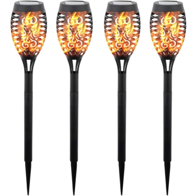Spina solare a terra fiamma paesaggio luce 12 LED 4 pezzi - ASUPERMALL