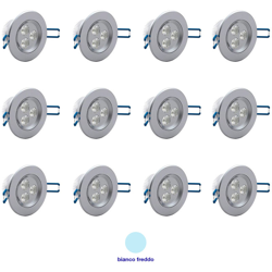 Faretto Led A Incasso Luce Fredda 3W Rotondo Con Alette A Molla 12 Pezzi - HOUSECURITY precio