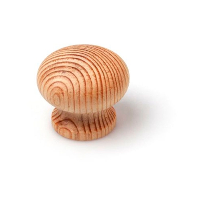 Pomolo stile classico, Pino, Pino Grezzo, 35 mm di diametro. Marchio REI