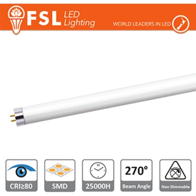 tubo neon led t5 vetro 12 watt 220-240 volt 265° 90 cm A+ CE G5 bianco naturale no lif flt512w40k09 - FSL