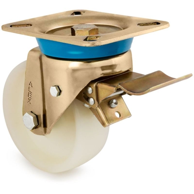 Alex TV TN-ruote bloccabili (nylon, diametro 125 mm, carico gravante 350 kg, colore: bianco