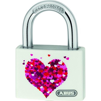 ABUS T65AL/40 - Lucchetto in alluminio, motivo cuore/spiaggia, su sfondo bianco, Modelli Assortiti