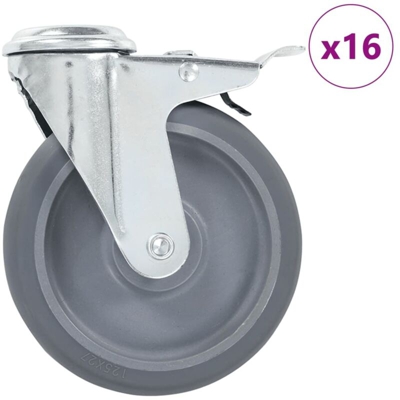 Ruote Girevoli con Foro per Bullone 16 pz 125 mm - VIDAXL