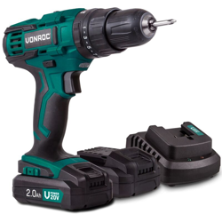 VONROC Trapano Avvitatore a batteria VPOWER 20V con funzione perforazione, percussione e avvitamento. Include 2 batterie da 2.0Ah, caricabatterie precio