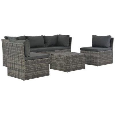 Set Divani Da Giardino 4 Pz Con Cuscini In Polyrattan Grigio