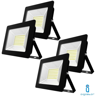 4x FARO LED SLIM PROIETTORE 50W SMD 6400K BIANCO FREDDO IP65 DA ESTERNO AIGOSTAR