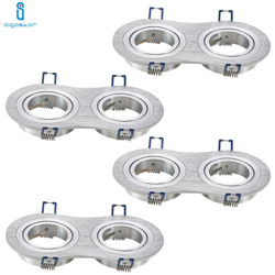 Portalampada Doppio Silver Porta Faretto Orientabile 2 Posti Per Gu10 Mr16 4 Pezzi - AIGOSTAR en oferta