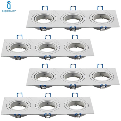 Aigostar - PORTALAMPADA TRIPLO BIANCO PORTA FARETTO ORIENTABILE 3 POSTI PER GU10 MR16 4 PEZZI