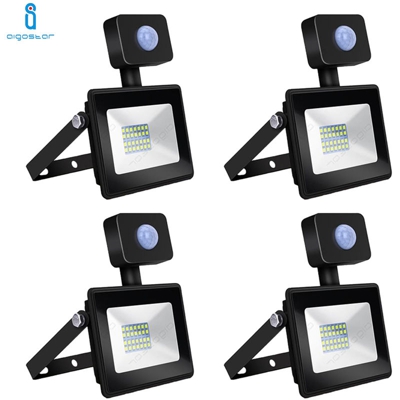 4x FARO LED CON SENSORE DI MOVIMENTO 20W SMD 6400K BIANCO FREDDO DA ESTERNO AIGOSTAR