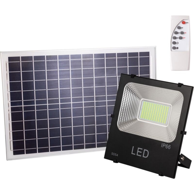 Proiettore A Led Solare 100W Sensor + Telecomando Pannello 6V/25W 3,7V/24000mAH 530x350x17mm [PLMP-626005-CW] | Bianco Freddo (PL-626005-CW)