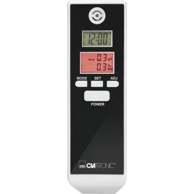 Clatronic AT 3605 Etilometro Bianco, Nero 0.0 fino a 1.9 ‰ incl. display, Visualizzazione diverse unità, Ora, Indicator