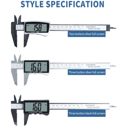 Elettronica digitale pinza Vernier,, tre bottoni modelli full-schermo nero 0-150mm (colore imballaggio della carta della bolla) - ASUPERMALL en oferta