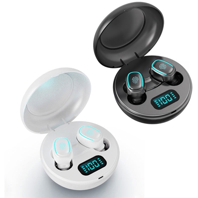 Vero movimento senza fili Bluetooth 5.0 auricolare Bluetooth microfono incorporato con touch controlli di ricarica bin bianco - ASUPERMALL