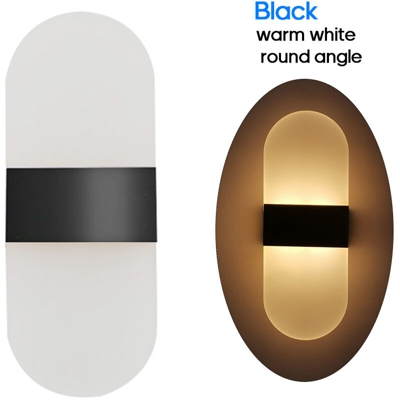 chiave della parete del LED acrilico (nero arrotondato bianco caldo) - ASUPERMALL