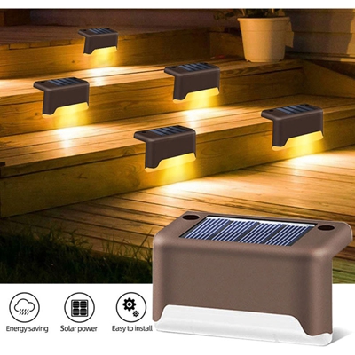 Luce solare per scale esterna impermeabile marrone colorato 12PCS - ASUPERMALL