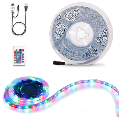 USB 5V RGB telecomando lampada TV retroilluminazione 3528 banda sfondo chiaro IR con controllo APP (bordo nudo [non impermeabile] -500cm) - ASUPERMALL