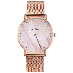 Strap Mesh Semplice Slim orologio analogico al quarzo impermeabile in acciaio inox sottile fascia casual Elegante Orologi da polso per le donne (oro características