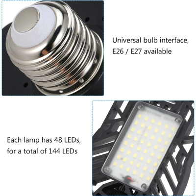 fotosensore garage lampada LED AC85-265V 6000lm adeguato pieghevole lampada E26 / E27 dell'argento illuminazione dell'interno - ASUPERMALL