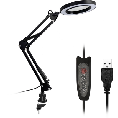 lampada di ingrandimento lente luce LED pieghevole leggio Lampade da terza marcia lampada di lettura di colore dimmer 5 alimentati modelli Clip dieci
