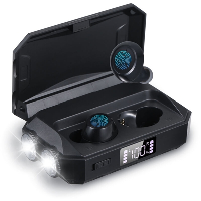 TWS wireless Auricolare Bluetooth mini 5,0 tocco binaurale controllo del movimento senza fili dell'orecchio reale chiamata torcia Indicazione della