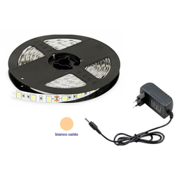 Housecurity - 300 LED 3528 STRIP STRISCIA 5m 220V BIANCO LUCE CALDA ALIMENTATORE IMPERMEABILE precio