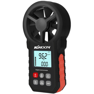 Anemometro portatile portatile Anemometro LCD retroilluminato Raccolta dati meteorologici Spedizione senza batteria Nero + Rosso - ASUPERMALL