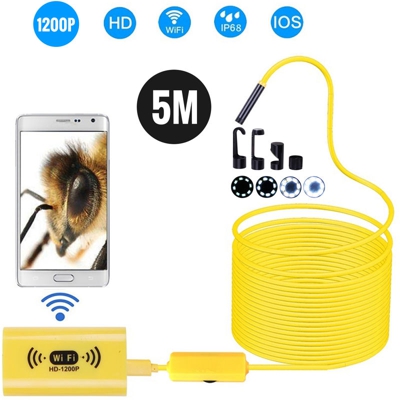 linea dura gialla wifi cellulare F130 endoscopio impermeabile sonda 8 millimetri 5M - ASUPERMALL