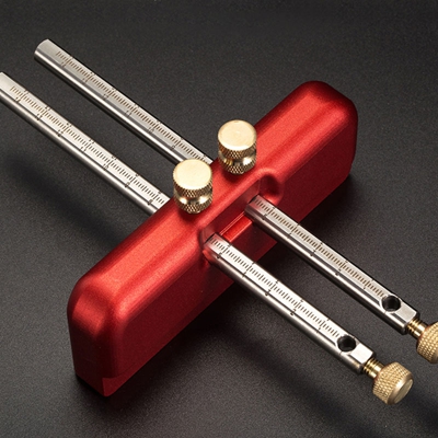 Dispositivo per tracciare linee in lega di alluminio, 2 aste per righello in acciaio inossidabile, bolla a 2 livelli - ASUPERMALL