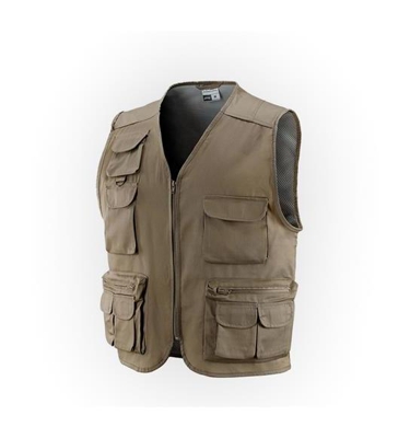 Gb Green Bay - Gilet multitasche in tessuto GB Tobruk beige (L) lavoro - caccia - pesca