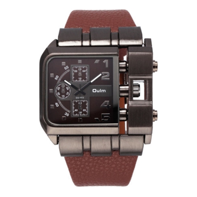 OULM lusso del quarzo Men Square Dial cinturino in pelle orologi da polso maschile Antique