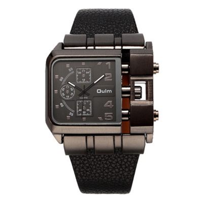 OULM lusso del quarzo Men Square Dial cinturino in pelle orologi da polso maschile Antique