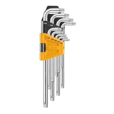Ingco - Set 9 chiavi torx con foro corte