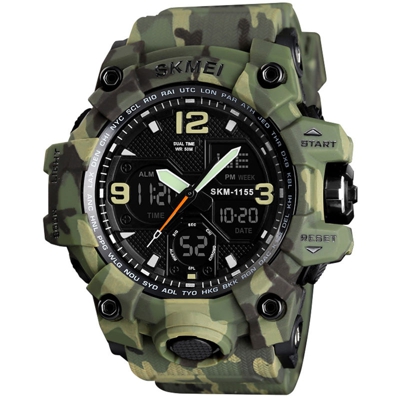 SKMEI 1155B quarzo elettronico digitale Men Watch Fashion Casual Outdoor Sports Maschile Orologio da polso Dual Time di settimana della data Chrono