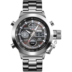 1515 uomini del quarzo della vigilanza professionale 3ATM Water Resistant doppio display dei movimenti del doppio GMT Tempo multifunzionale Luminous en oferta