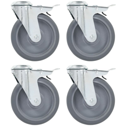Ruote Girevoli con Foro per Bulloni e Doppio Freno 4 pz 125 mm - VIDAXL precio