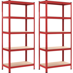 Scaffali 2 pz Rossi 80x40x180 cm in Acciaio e MDF - VIDAXL en oferta