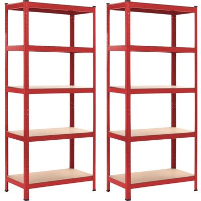 Scaffali 2 pz Rossi 80x40x180 cm in Acciaio e MDF - VIDAXL
