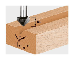 Festool Fresa per scanalature a V - HW gambo 8 mm HW S8 D14/7/90° precio