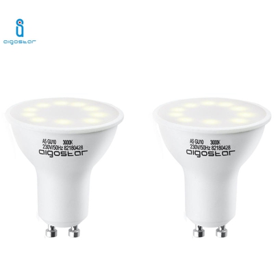 Lampadina Led Gu10 9W 3000K Bianco Caldo A+ 630Lm 120° Fascio Ampio Aigostar 2 Pezzi