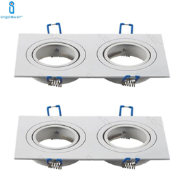 Portalampada Doppio Bianco Porta Faretto Orientabile 2 Posti Per Gu10 Mr16 2 Pezzi - AIGOSTAR precio