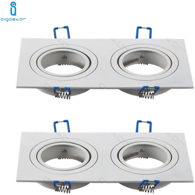 Portalampada Doppio Bianco Porta Faretto Orientabile 2 Posti Per Gu10 Mr16 2 Pezzi - AIGOSTAR