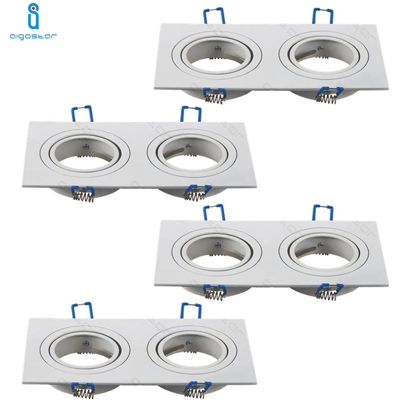 Portalampada Doppio Bianco Porta Faretto Orientabile 2 Posti Per Gu10 Mr16 4 Pezzi - AIGOSTAR