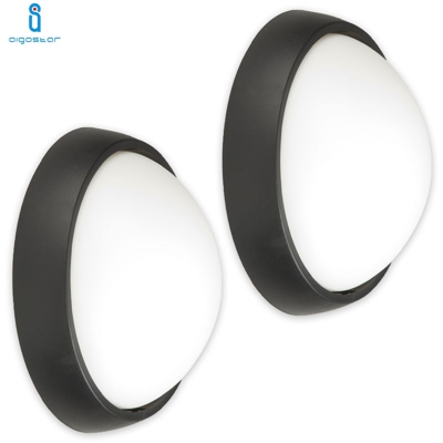 Applique Led Lampada Da Parete Soffitto 4W 4000K Cornice Nera Ip54 Da Esterno Ø 17Cm 2 Pezzi - AIGOSTAR