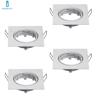 Aigostar - PORTALAMPADA PORTA FARETTO QUADRATO GU10 MR16 BIANCO 4 PEZZI