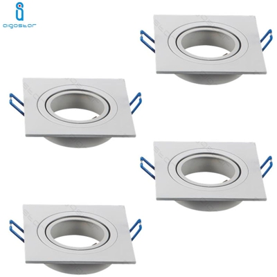 Portalampada Porta Faretto Orientabile Quadrato Gu10 Mr16 Bianco 4 Pezzi - AIGOSTAR
