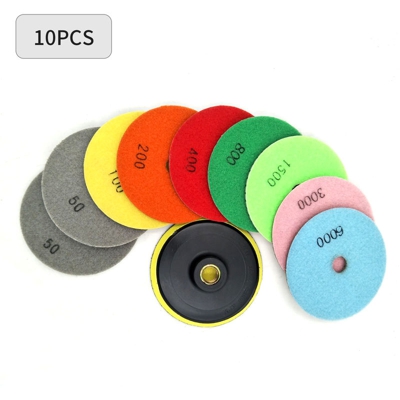 Tampone diamantato da 4 pollici (2 pezzi da 50 grani + 1 pezzo per grani + 100/200/400/800/1500/3000/6000 + 1 disco adesivo M14) - ASUPERMALL