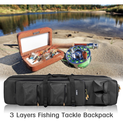 Outdoor 3 strati pesca Zaino 80cm / 100 centimetri canna da pesca Reel Carrier Bag canna da pesca Tackle Bag Carry Case borsa da viaggio - ASUPERMALL en oferta